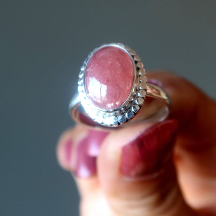 Pink Fire Quartz Ring Hot Lovers Crystal Sterling Silver