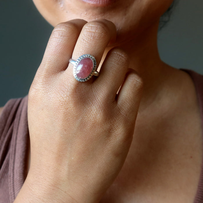 Pink Fire Quartz Ring Hot Lovers Crystal Sterling Silver
