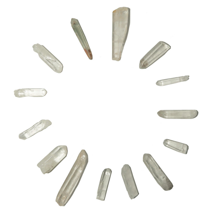 14 raw clear quartz points