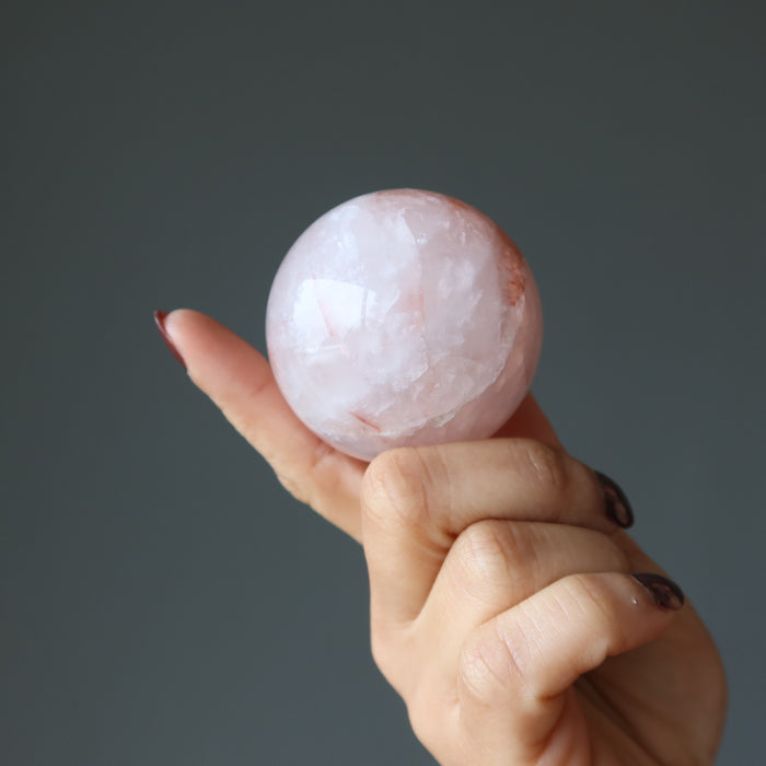 Red Fire Quartz Sphere Flame Ice Energy Hematoid Crystal Ball