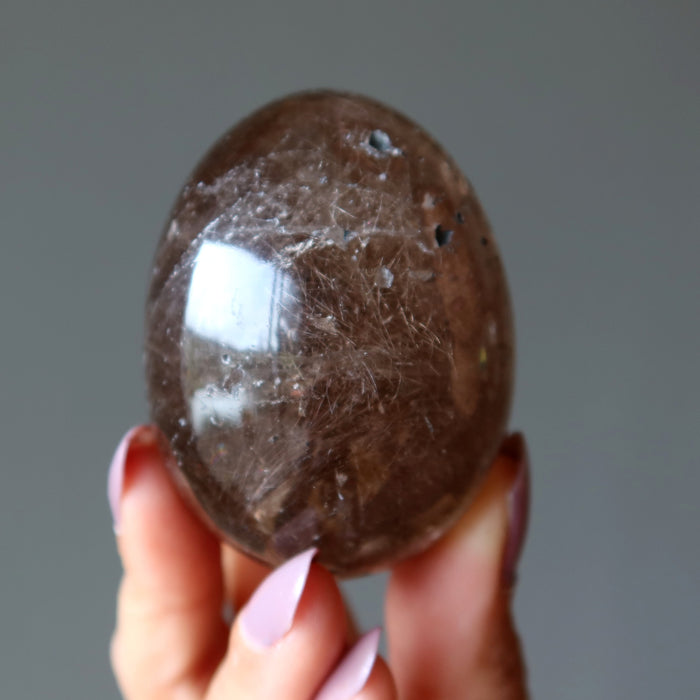 Smoky Quartz Egg Handsome Savior Richly Rutilated Crystal