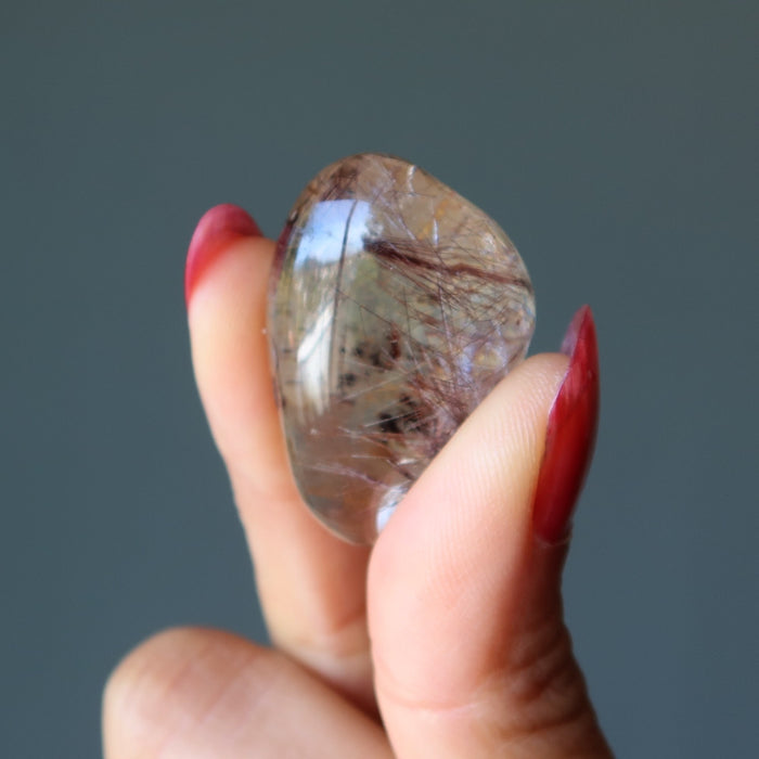 Rutilated Quartz Palm Stone Set Health Wealth Happy Gems
