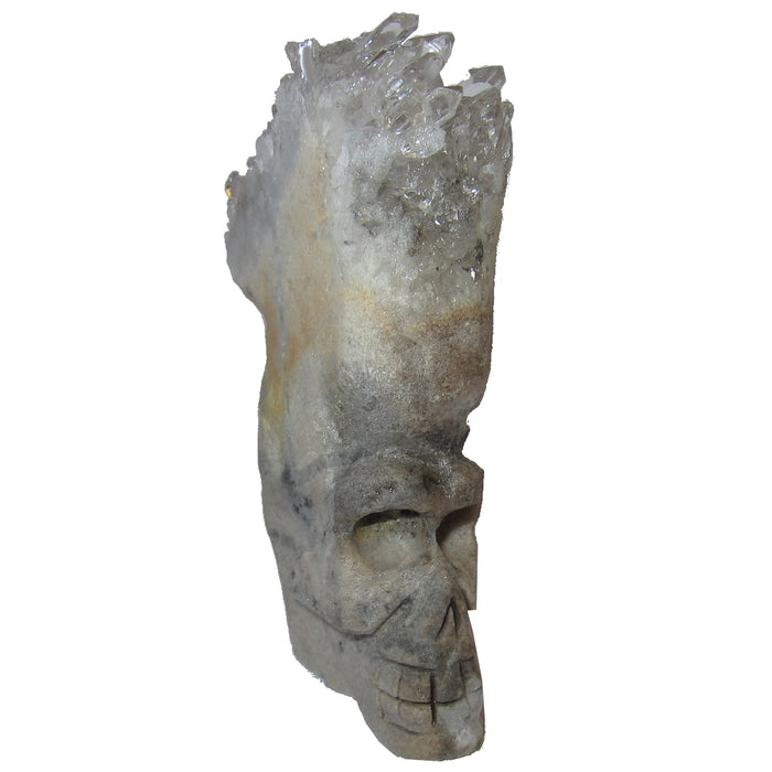 Quartz Geode Cluster Skull Hand Crafted Carved Crystal Healing
