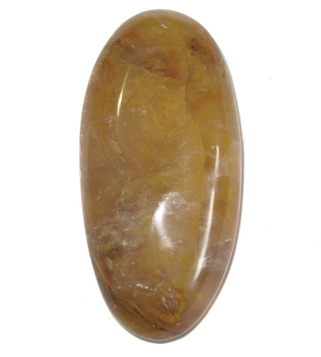 Quartz Polished Stone Golden Yellow Oval Stone Abundance Rock