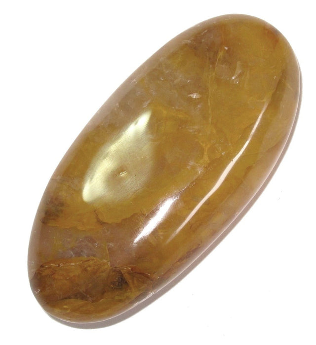 Quartz Polished Stone Golden Yellow Oval Stone Abundance Rock
