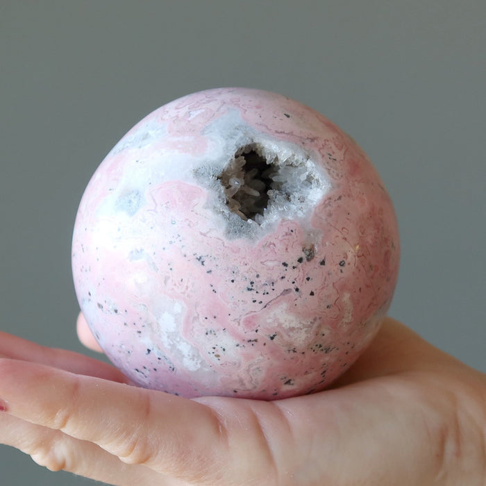 Rhodonite Sphere Deep Love Healer Pink Geode Crystal Ball