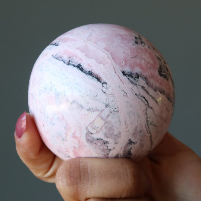 Rhodonite Sphere Wild Lover Soulmate Pink Crystal Ball