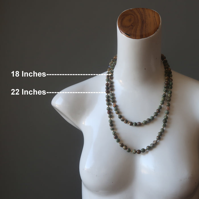 two rhyolite necklaces on mannequin