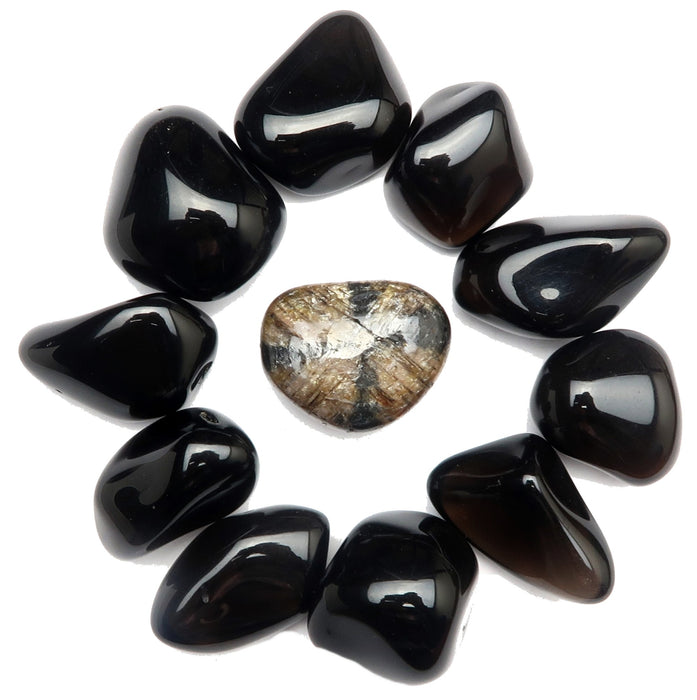 Root Chakra Tumbled Stone Set Crossroad Chiastolite Obsidian