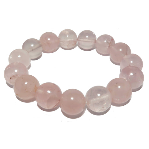 clear pink rose quartz round beaded stretch bracelet