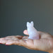 rose quartz cat on palm of hand