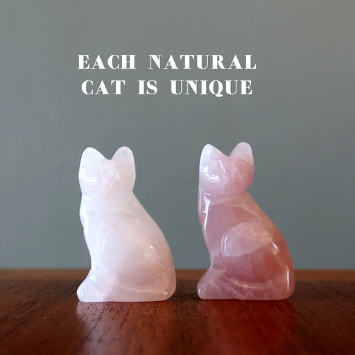 two rose quartz cats showing each is unique