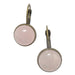 pink rose quartz circles in antique bronze leverback earrings