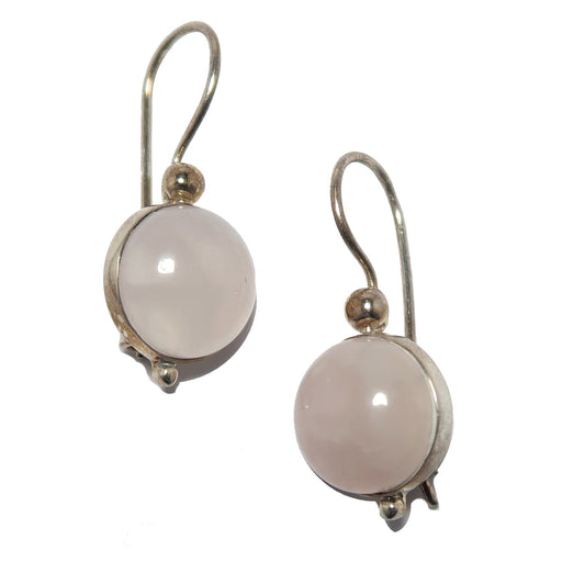 pink rose quartz sterling silver earrings