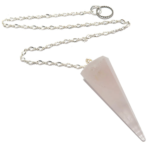 rose quartz pendulum on sterling silver chain