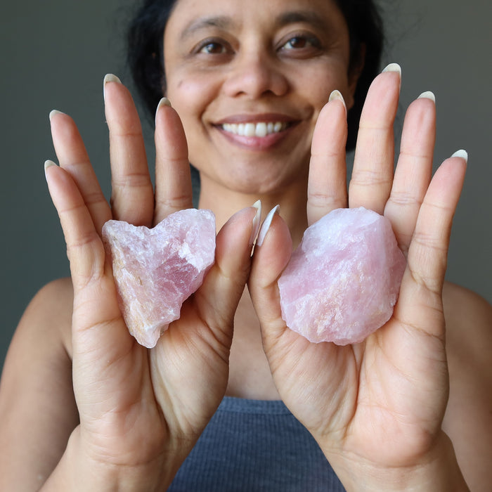Rose Quartz Raw Crystal Set True Love Rocks Pink Stones