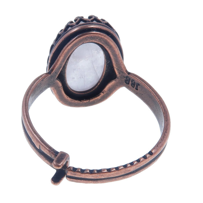 Rose Quartz Ring Miracle Oval Gemstone Adjustable Copper