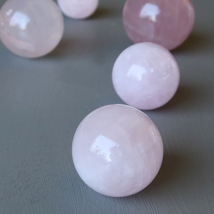 5 rose quartz spheres