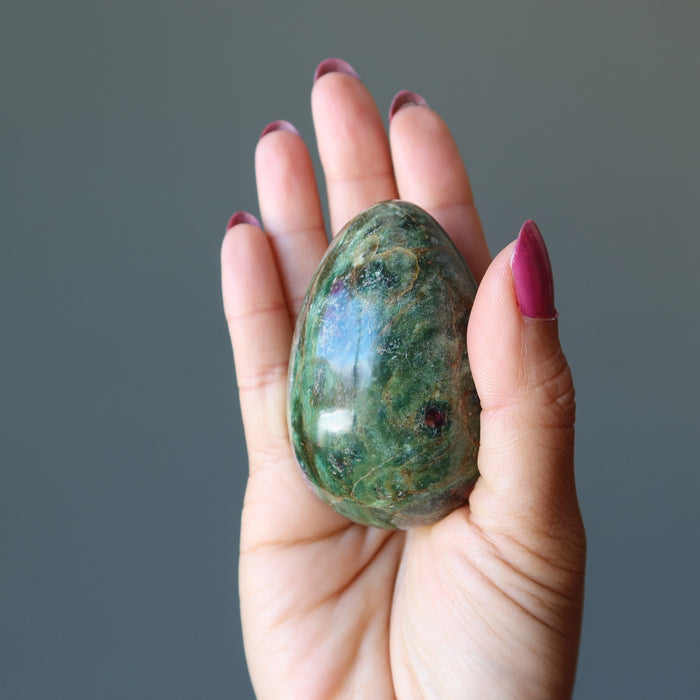 Ruby Fuchsite Egg Fresh Starts Fairytale Forest Green Pink Stone