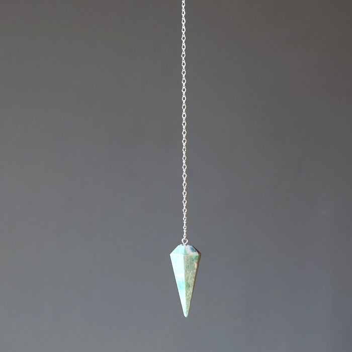 ruby fuchsite pendulum on sterling silver chain