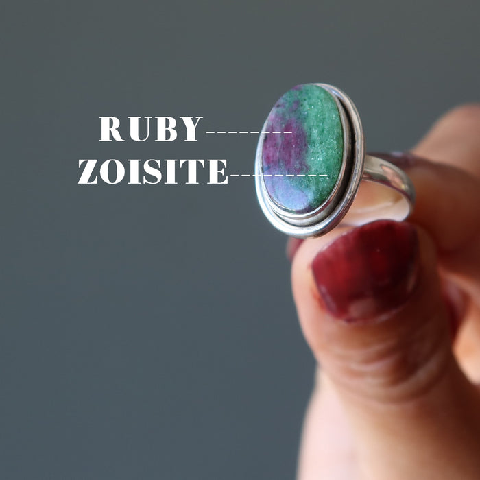 Ruby Zoisite Ring Harmony Gem Green Red Sterling Silver