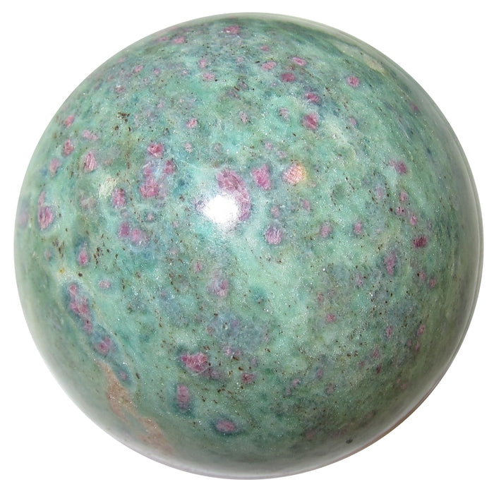 Ruby Fuchsite Sphere Field of Love Light Green Crystal Ball