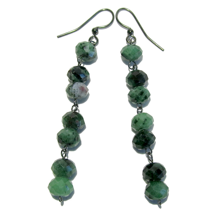 Ruby Zoisite Earrings Transformation Stone Green Red Faceted