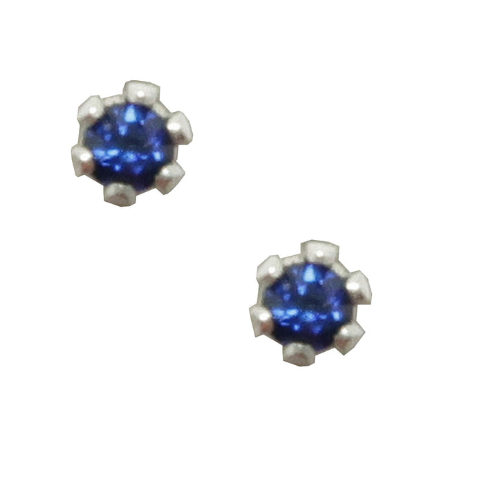 Sapphire Earrings Faceted Blue Sterling Studs