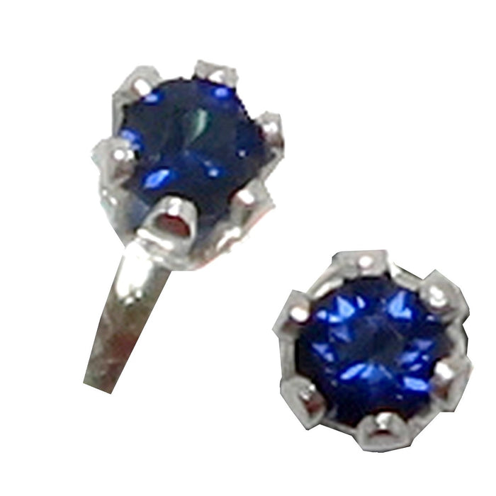 Sapphire Earrings Faceted Blue Sterling Studs