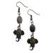 banded white and brown sardonyx wrapped with brass elephant head charm on antique brass earwires