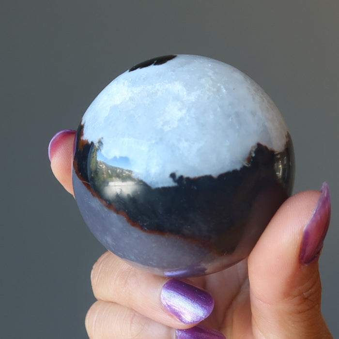 Sardonyx Sphere Protective Aura Barrier Brown Cream Crystal Ball