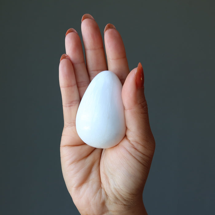 Scolecite Egg Celestial Healing White Silk Angel Crystal