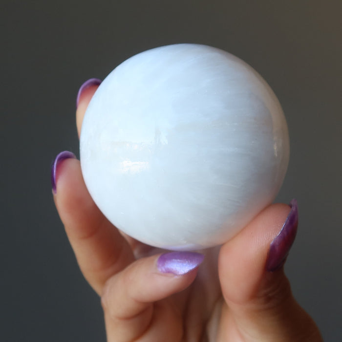 Scolecite Sphere Gentle Bliss Tranquil Soul White Crystal Ball