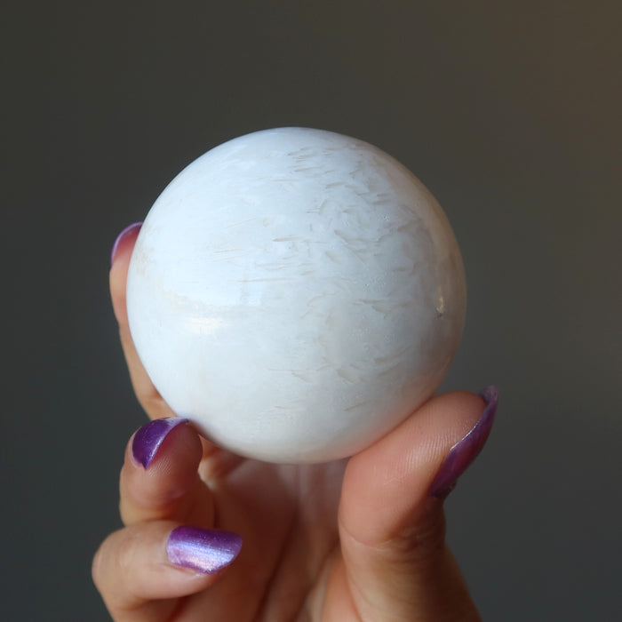 Scolecite Sphere Gentle Bliss Tranquil Soul White Crystal Ball