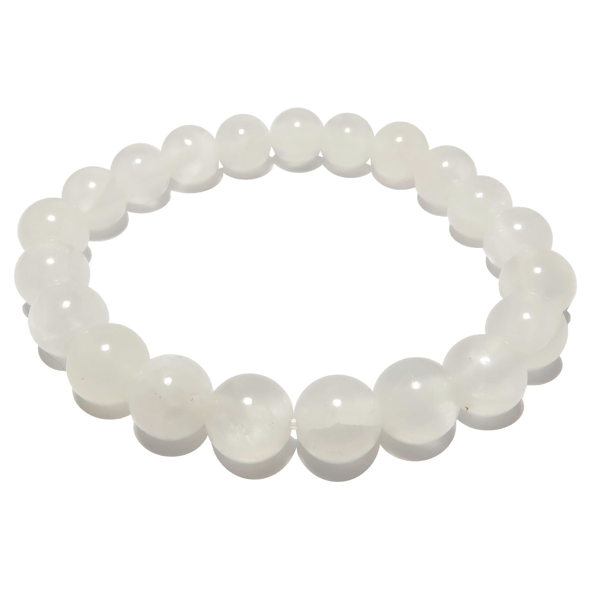 Selenite Bracelet Moonbeam Light Protective White Stone — Satin Crystals