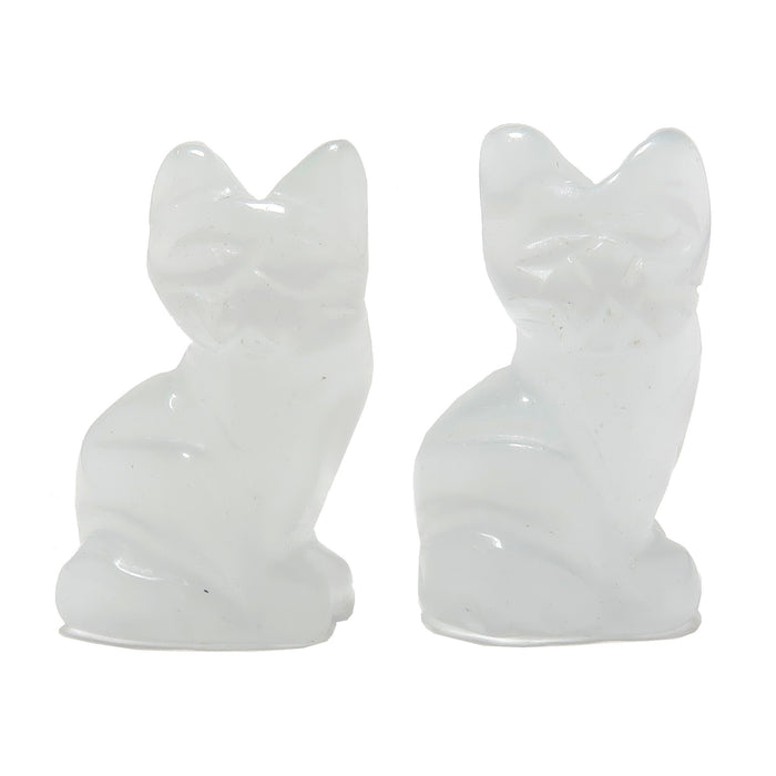 Selenite Cat 1" Miniature Animal Silky White Feline Satin Spar
