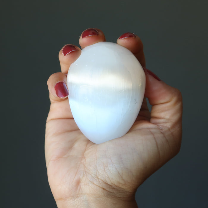 Selenite Egg Glowing Life Enlightened White Satin Spar Stone