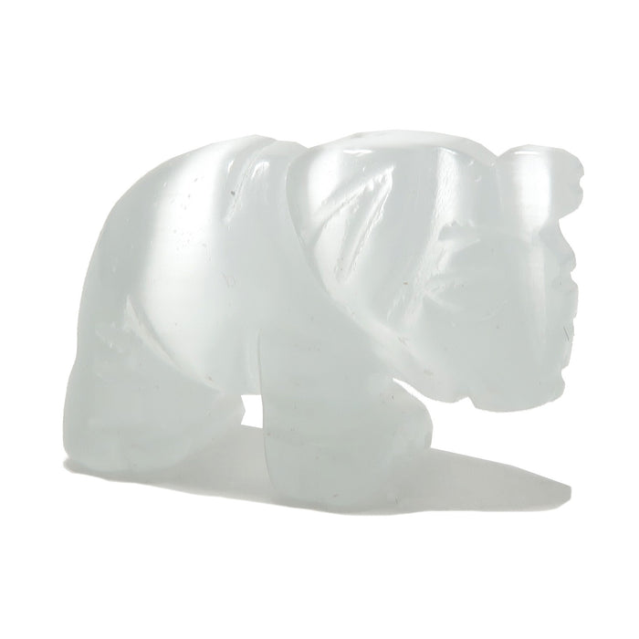 Selenite Elephant 1" Miniature Animal Lucky White Satin Spar