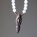 raku goddess pendant on selenite necklace
