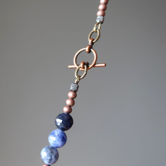 toggle clasp of selenite sodalite goddess necklace