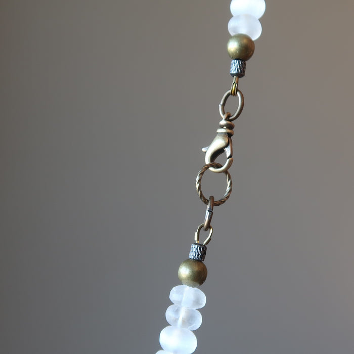 lobster claw clasp on white selenite necklace