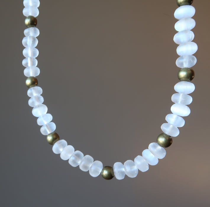 white selenite necklace