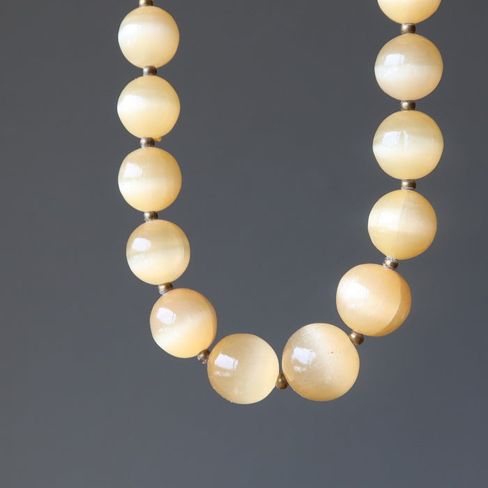light orange selenite beaded necklace
