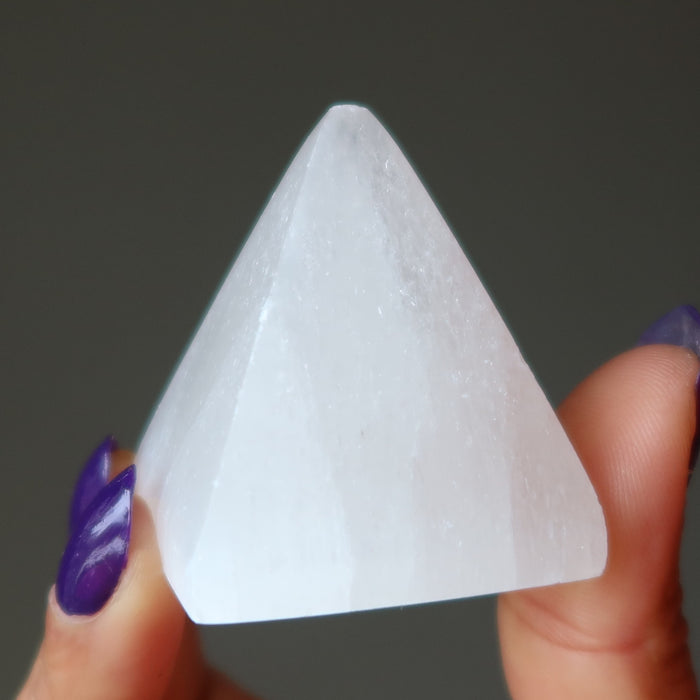 Selenite Pyramid Catcher of White Moonbeams Crystal