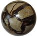 yellow, brown, gray septarian stone sphere