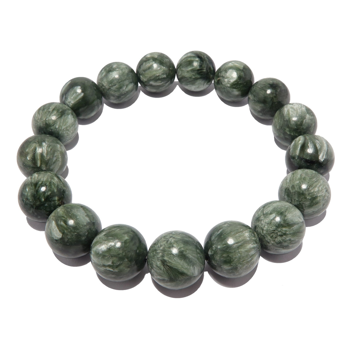 Seraphinite Bracelet Rare Green Gemstone of Spiritual Awakening — Satin ...