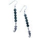sterling silver dangle earrings with beaded green seraphinite rounds and alligator charms