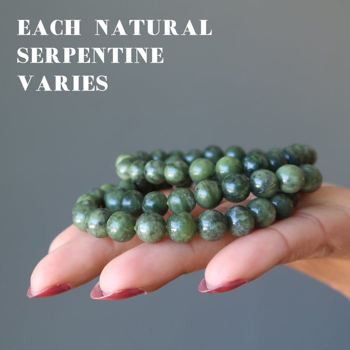 Serpentine Bracelet Enlightened Dark Green Nature Stones