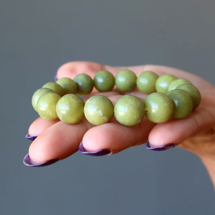 Serpentine Bracelet Past Present Future Life Healing Gem Olive