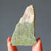 hand holding Green raw Serpentine Crystal